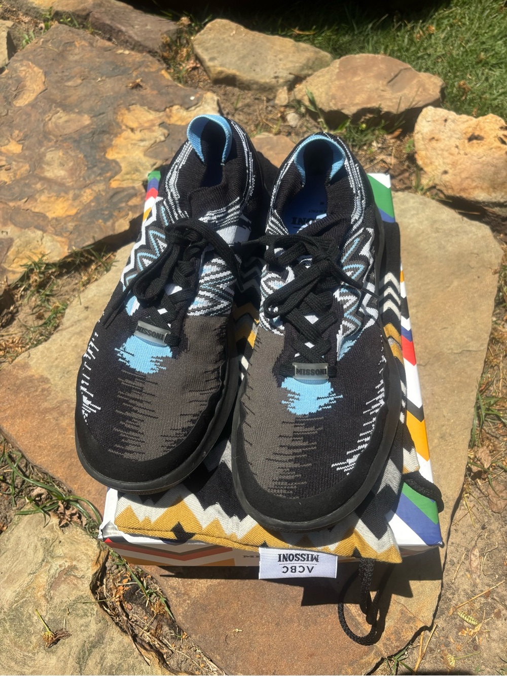 Missoni Black & Light Blue Knit Lace-Up Men’s Sneakers